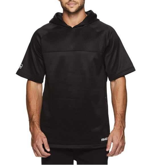 AND1 Men's Fleece Short Sleeve Athletic Hoodie Black Large - Picture 1 of 11